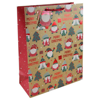 Christmas Gonks Extra Large Kraft Gift Bag from B&Q