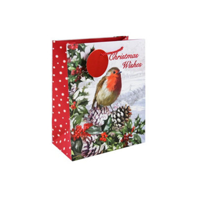 Robin Traditional Scene Christmas Medium Gift Bag from B&Q