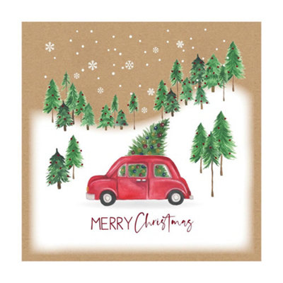  - Pack Of 12 Driving Home Kraft Christmas Box Cards