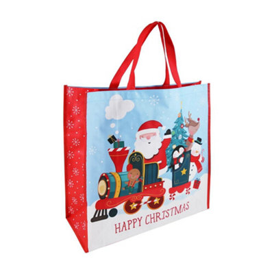 Santa Train Jumbo Square Pp Woven Christmas Gift Bag from B&Q