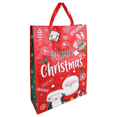 Fragile Christmas Present Jumbo Pp Woven Gift Bag from B&Q