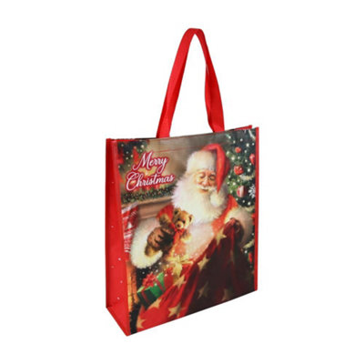 Traditional Santa Small Pp Woven Christmas Gift Bag from B&Q