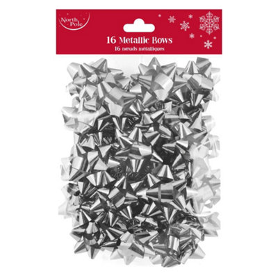 Eurowrap Pack Of 16 Silver Metallic Christmas Bows from B&Q