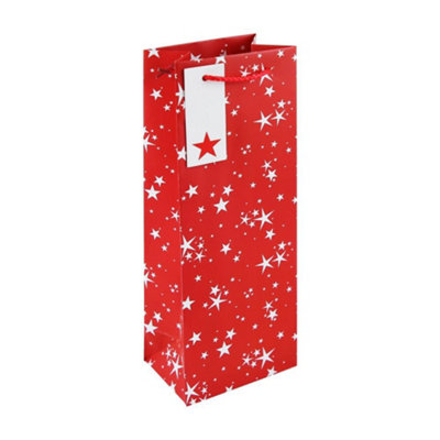 Tcf Stars Red Bottle Size Christmas Gift Bag from B&Q