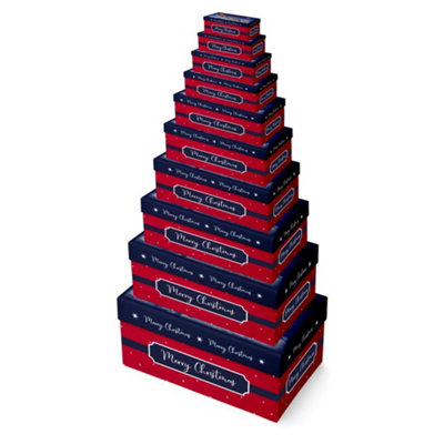 Eurowrap Pack Of 10 Flying Santa Oblong Christmas Nested Boxes from B&Q