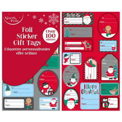 Eurowrap Pack Of 100 Christmas Cute Foil Gift Sticker Tags from B&Q