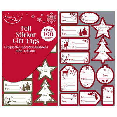Eurowrap Pack Of 100 Christmas Contemporary Foil Gift Sticker Tags from B&Q