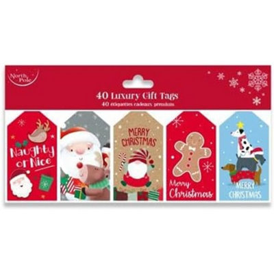 Eurowrap Pack Of 40 Cute Christmas Die Cut Luxury Gift Tags from B&Q