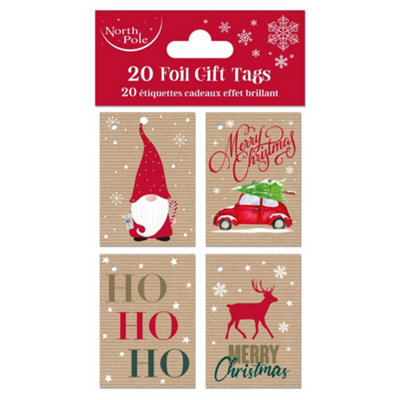 Eurowrap Pack Of 20 Christmas Sim Kraft Foil Gift Tags from B&Q