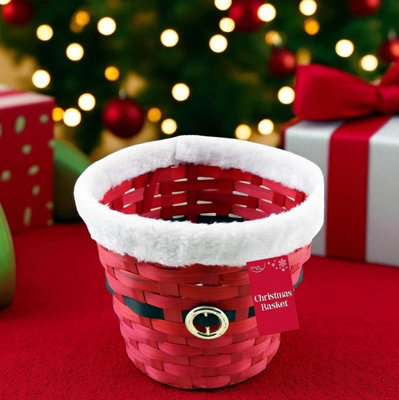 Eurowrap Round Christmas Hamper Basket Santa Clause Gift Hamper Table Decor Basket 19Cm from B&Q
