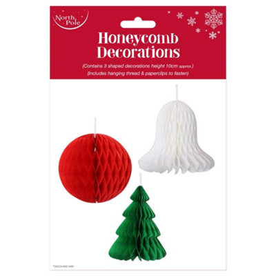 Eurowrap Pack Of 3 Christmas Honeycomb Decorations from B&Q