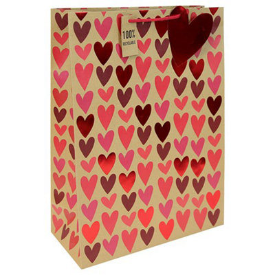 Kraft Hearts Extra Large Valentine's Gift Bag from B&Q