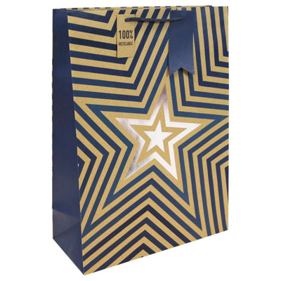 Kraft Blue Stars Extra Large Gift Bag from B&Q