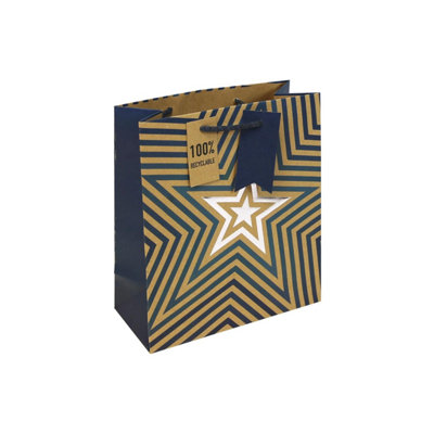 Kraft Blue Stars Medium Gift Bag from B&Q