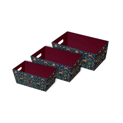 Eurowrap 3 Woodland Christmas Hamper Basket Nested Gift Boxes Make Your Own Gift Hamper from B&Q