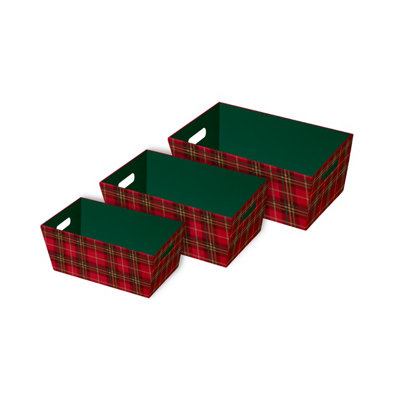 Eurowrap 3 Tartan Christmas Hamper Basket Nested Gift Boxes Make Your Own Gift Hamper from B&Q