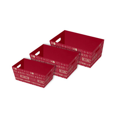 Eurowrap 3 Merry Christmas Hamper Basket Nested Gift Boxes Make Your Own Gift Hamper from B&Q