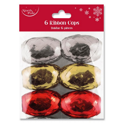 Eurowrap Pack Of 6 Assorted Colour Christmas Ribbon Cops 10M from B&Q