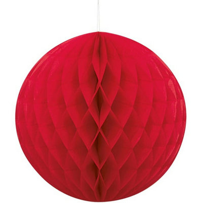 Shop4allsorts Red Honeycomb Paper Ball Christmas Wedding Decoration Hanging Ball 20Cm Wide from B&Q