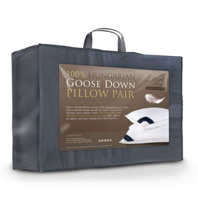 Littens 100% Hungarian Goose Down Pair Pillows 300Tc Cotton 48Cm X 74Cm (19" X 29") from B&Q