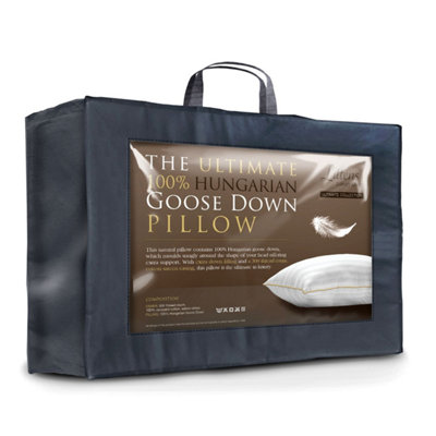 Littens Extra Filled 100% Hungarian Goose Down PillowSide Sleeper 300Tc Cotton 48Cm X 74Cm (19" X 29") from B&Q