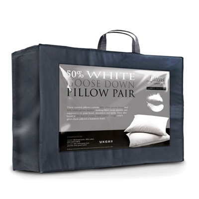Littens 50% Goose Down & Feather Pair Pillows 280Tc CottonDown Proof (48Cm X 74Cm) from B&Q