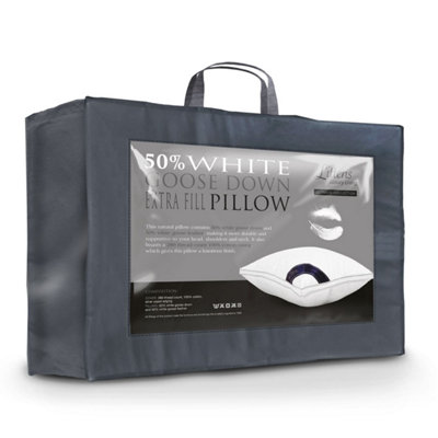 Littens Extra Filled 50% Goose Down & Feather PillowSide Sleeper 280Tc Cotton (48Cm X 74Cm) from B&Q