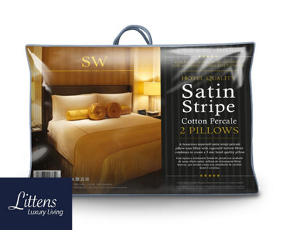 Sleepworks Hotel Quality 300Tc Satin Stripe Cotton Hollowfibre Pair Pillows (48Cm X 74Cm) from B&Q