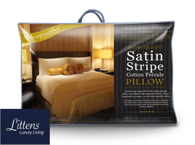 Sleepworks Extra Filled Hotel Quality 300Tc Satin Stripe Cotton Hollowfibre Pillow (48Cm X 74Cm) from B&Q