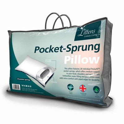 Littens 28 Pocket Sprung Orthopaedic Medium Support Hollowfibre Pillow 230Tc Cotton (48Cm X 74Cm) from B&Q