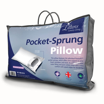 Littens 56 Pocket Sprung Orthopaedic Firm Support Hollowfibre Pillow 230Tc Cotton  (48Cm X 74Cm) from B&Q