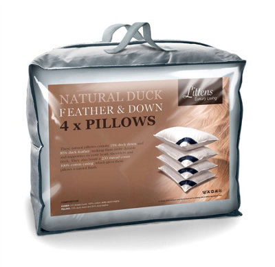 Littens 4 Pack Duck Feather & Down Pillows230Tc Cotton48Cm X 74Cm (19" X 29") from B&Q