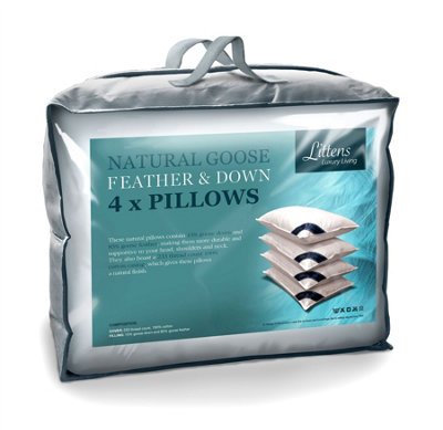 Littens 4 Pack Goose Feather & Down Pillows230Tc Cotton48Cm X 74Cm (19" X 29") from B&Q