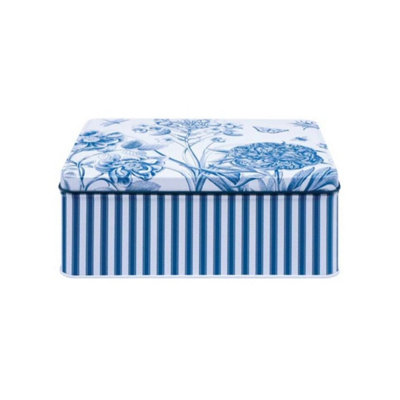 B&Q Sanderson - Etchings & Roses Deep Rectangular Storage Tin Size 7