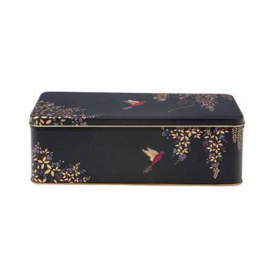 Elite Tin: 24Cm X 10Cm X 7.8Cm Sara Miller Dark Blue BirdRectangular Tin from B&Q