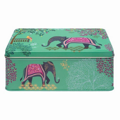 Elite Tin: 19.5Cm X 15.4Cm X 7.5Cm Sara Miller India ElephantRectangular Tin from B&Q