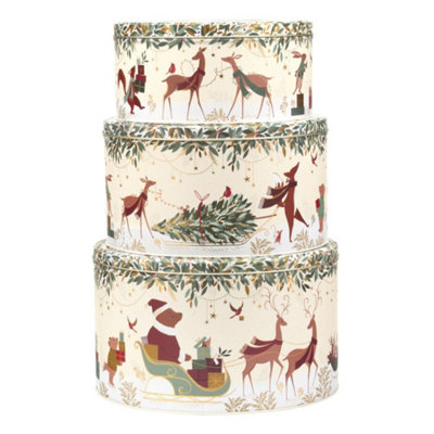 Sara Miller Christmas Woodland Tales Bear Set Of 3 Cake Tins from B&Q