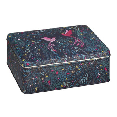 Sara Miller India Hummingbirds Rectangular Decorative Storage Tin With Lid from B&Q