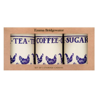  - Emma Bridgewater Blue Hens Set Of 3 Caddies