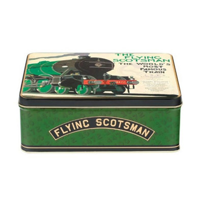 Retro Inspired Flying Scotsman Train Rectangular Decorative Storage Tin With Lid from B&Q