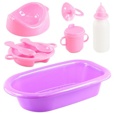 Bibi Doll Bath & Feeding Set Doll Milk Bottle Potty Dummy And Spoon Toy from B&Q