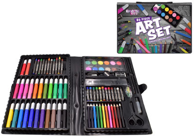 Celino 86Pcs Kids Craft And Art Set Colouring Kit With Crayons Water Colour Paints Gift from B&Q