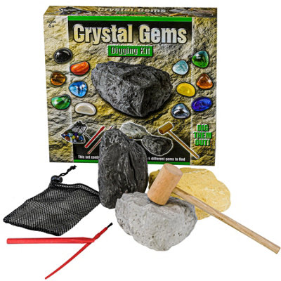 The Magic Toy Shop Gem Digging Kit For Kids Stem Science Experiment 12 Gemstones Geology Excavation from B&Q