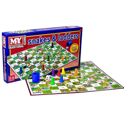 B&Q -  Classic Snakes & Ladders Traditional Board Game For Kids Adults Families Play