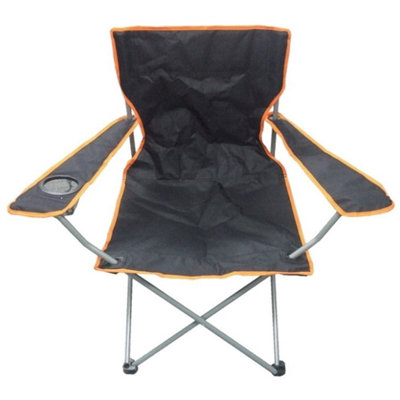 Black & Orange Lightweight Folding Camping Beach Captains Chair from B&Q