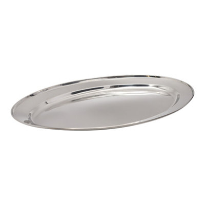 B&Q -  Stainless Steel Oval Platter Serving Tray 55 Cm
