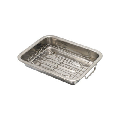 Buckingham Stainless Steel Roasting Pan With Grill Rack Baking Grilling 27 Cm By