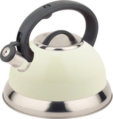 Buckingham Whistling Kettle Stove Top Induction Gas Stainless Steel 3 L Cream, 3 Liters