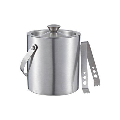 Buckingham Double Wall Stainless Steel Ice Bucket 2.3 Litre With Tong Matt Finish from B&Q