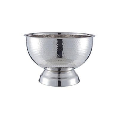 Buckingham Stainless Steel Champagne & Wine Cooler / Punch Bowl 17.5 Litre / 40 Cm Hammered Effect from B&Q